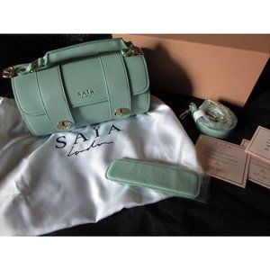 New in Box Saia London Emmeline Yoga Mat Bag Purse Carrier Vegan Mint Teal